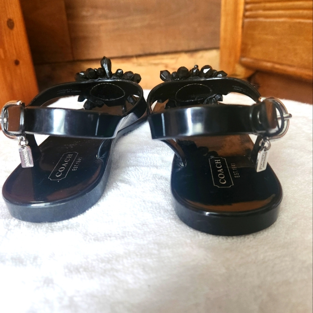 Coach Hilda Jelly Black Thong Sandals- Womens Size 5 - Picture 6 of 9